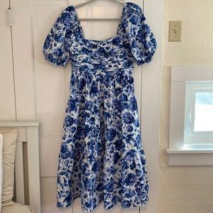 Abercrombie & Fitch Floral Puff Sleeve Midi Dress size M